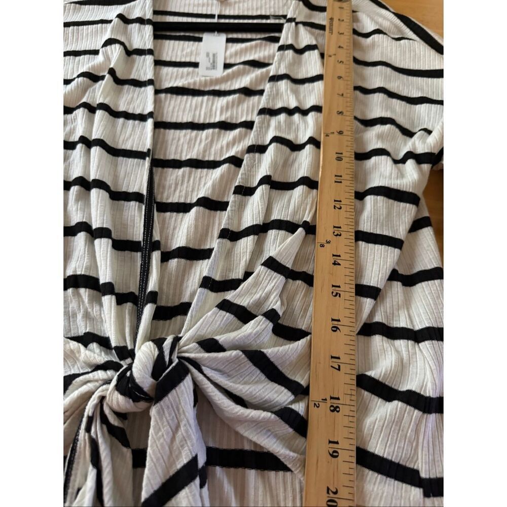 Cato Black White Striped Tie Front Cardigan Top Size S NWT - Picture 8 of 11